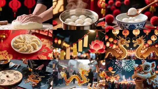 元宵节汤圆节日春节喜庆背景高清在线视频素材下载