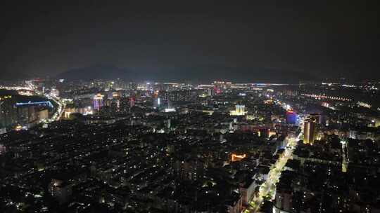 广东肇庆城市夜景交通航拍