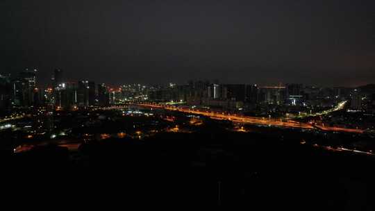 深圳南山区高速公路夜景航拍