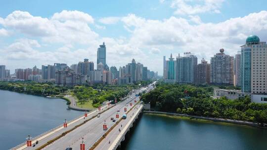 南宁南湖大桥城市风景视频素材模板下载