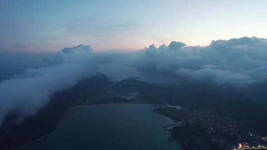 福建霞浦傍晚蓝调风景航拍