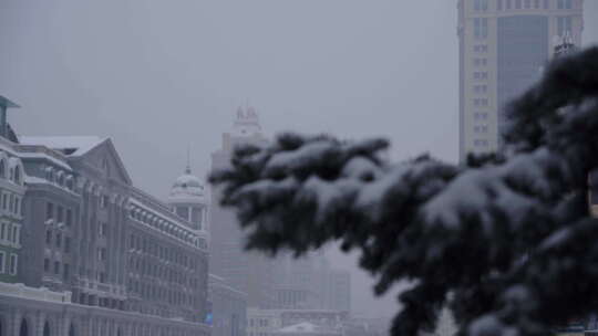 哈尔滨城市空境延时北境冬季冰雪大气