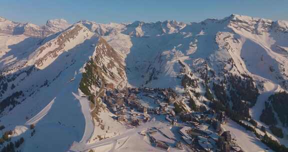 Morzine，雪，山，树