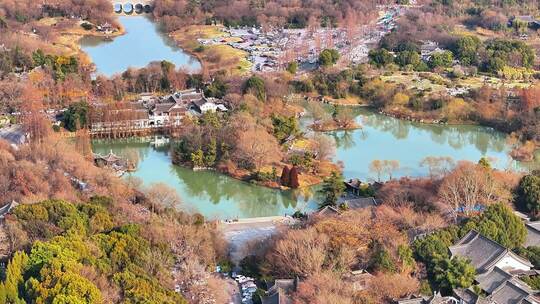 航拍瘦西湖风景区大明寺观音山园林寺庙