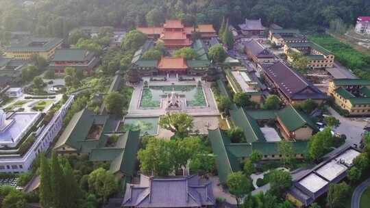 东林寺古寺庙建筑鸟瞰全景