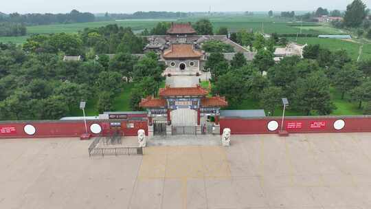 4K航拍名胜古迹寺庙大门全景