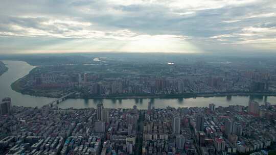 航拍衡阳湘江风光全景