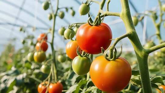 温室种植西红柿特写