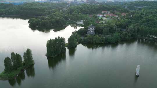 航拍衡阳南湖公园绝美风光美景