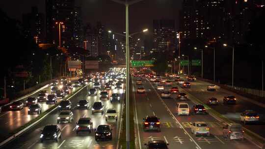 深圳滨河大道车流延时城市道路夜晚交通夜景