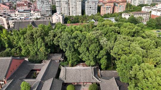 航拍四川成都文殊院