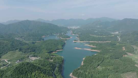 虎贝水库 航拍 山川河流 自然风景