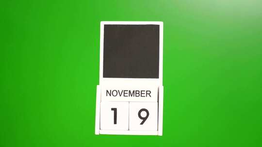 11.绿色背景上日期为11月19日的日历