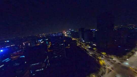 穿越机航拍扬州广陵区高楼夜景