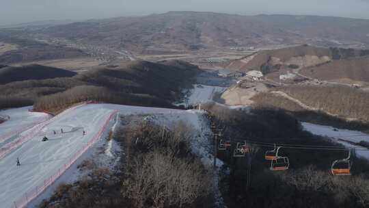 航拍吉林延边梦都美滑雪场冬季风光