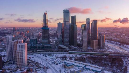 莫斯科城市的摩天大楼视频素材模板下载