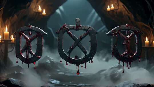 魔幻洞穴滴血金属标志素材