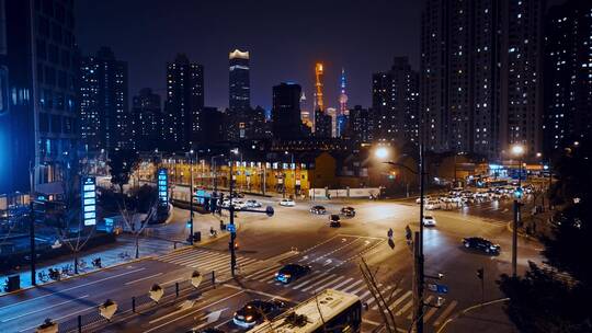 虹口区马路夜景视频素材模板下载