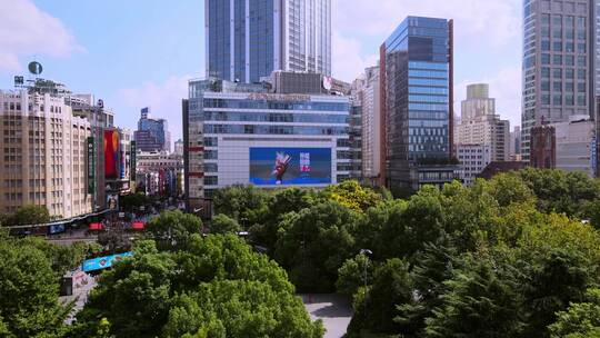 上海人民广场航拍风光视频素材模板下载