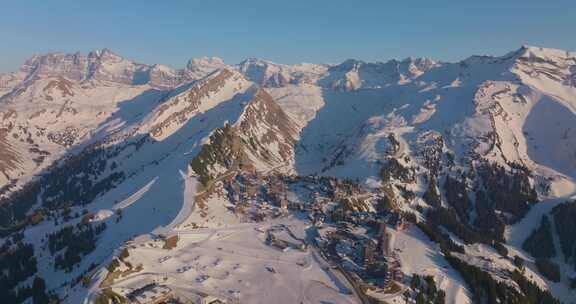 Morzine，雪，山，树