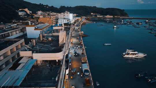 航拍涠洲岛夜景街景