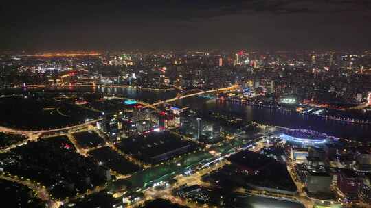 上海浦东新区夜景航拍