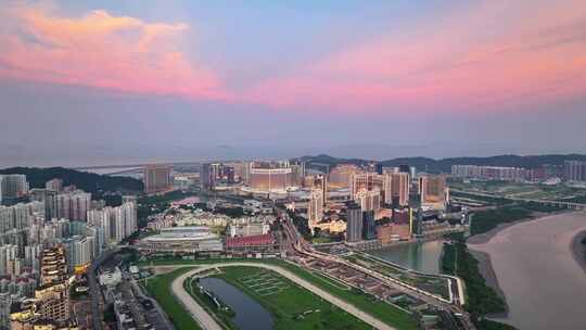 澳门半岛永利皇宫巴黎人伦敦人夜景高空航拍