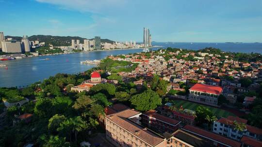 厦门航拍鼓浪屿建筑风光