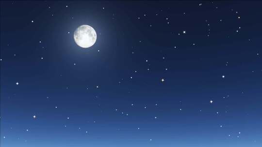 唯美大海上升月亮白月光蓝色夜空圆月视频素材模板下载