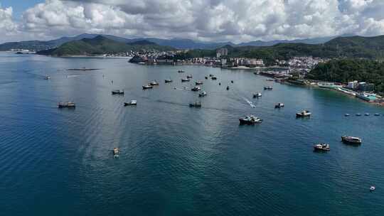 航拍深圳沿海港湾风光