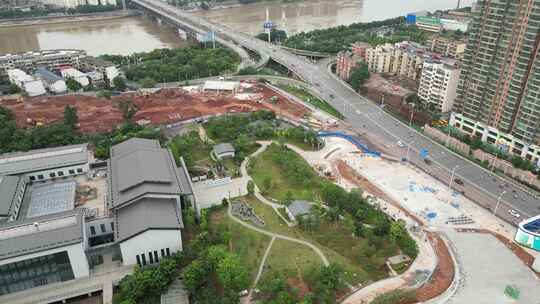 航拍衡阳市图书馆新馆建设筹备