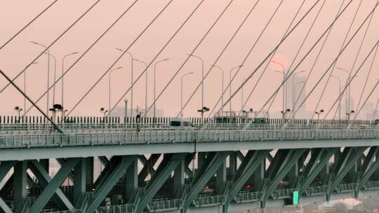 闵浦大桥日落航拍