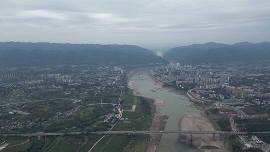 重庆北碚嘉陵江自然景观航拍