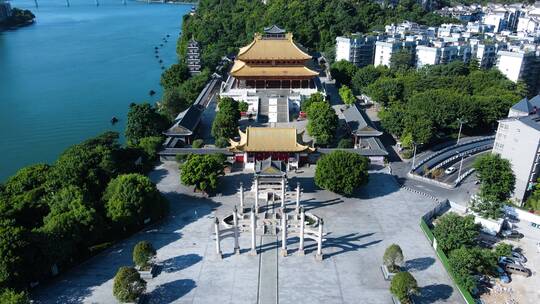 柳州柳江文庙孔庙航拍江景风景