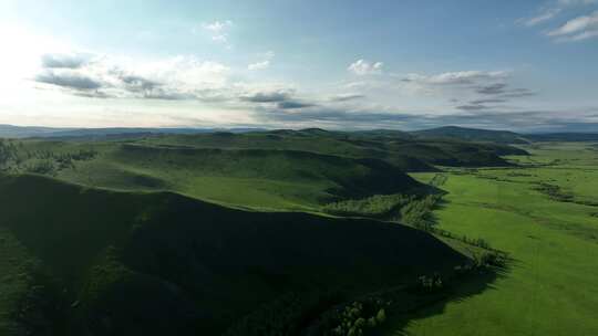 航拍大兴安岭丘陵山地风景区视频素材