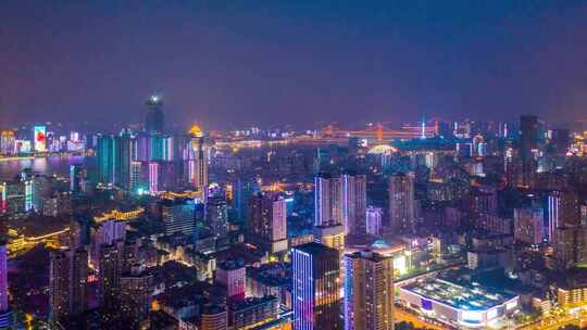 武汉城市夜景航拍风光