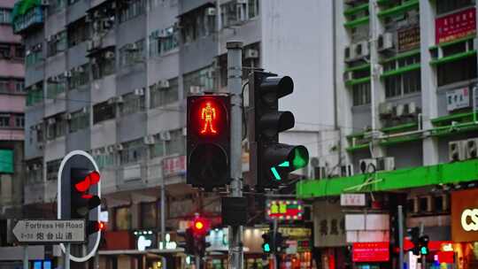 【正版素材】香港街头红绿灯视频素材模板下载