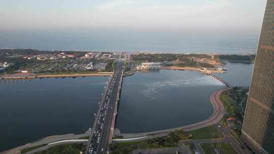 大海海洋沙滩日照万平口航拍