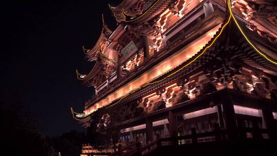 杭州吴山城隍阁景区建筑夜景4K视频素材