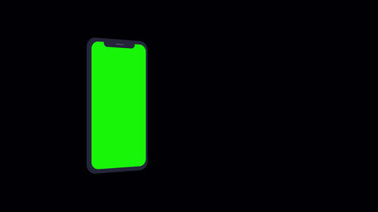 黑色背景和一只绿幕手机
