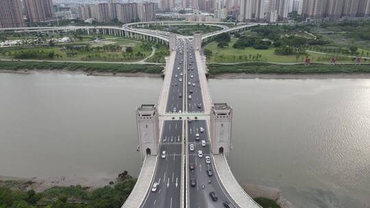 航拍福建泉州晋江田安大桥