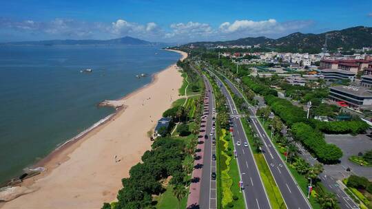 厦门航拍环岛路海边风景