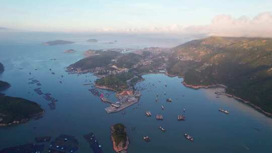 福建霞浦花竹村日出海岛风景航拍