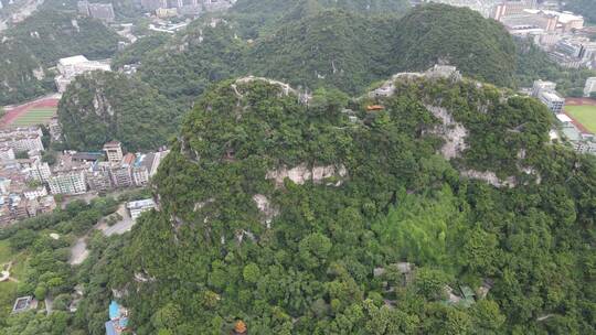 航拍广西柳州马鞍山公园