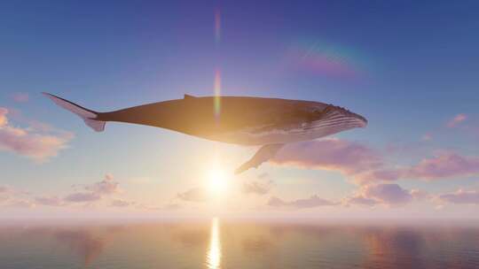 大气震撼唯美鲸鱼飞在海面