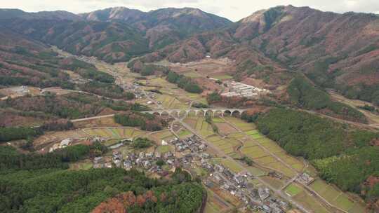 日本乡村全景城市无人机景观浅草兵库县，武