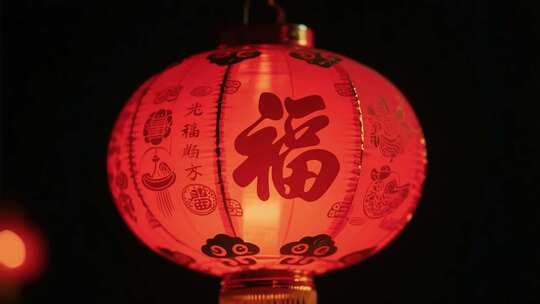福字红灯笼特写