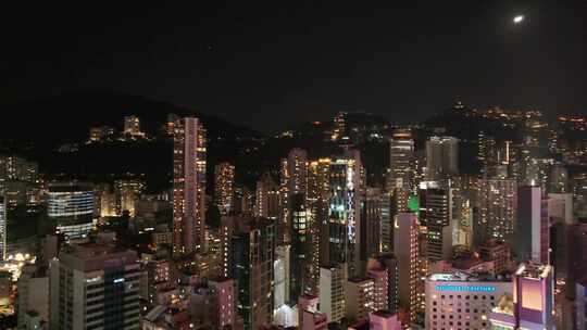 香港铜锣湾夜景航拍