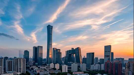 北京CBD中国国贸日落景象