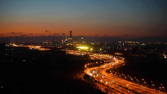 繁荣都市车流北京城市交通夜景